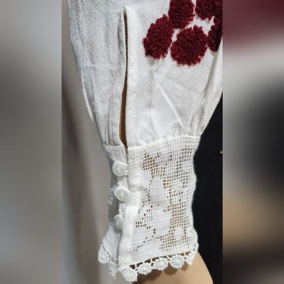 Nwt Free People Meadows Womens embroidered cropped cotton blouse Sz L - Picture 8 of 14